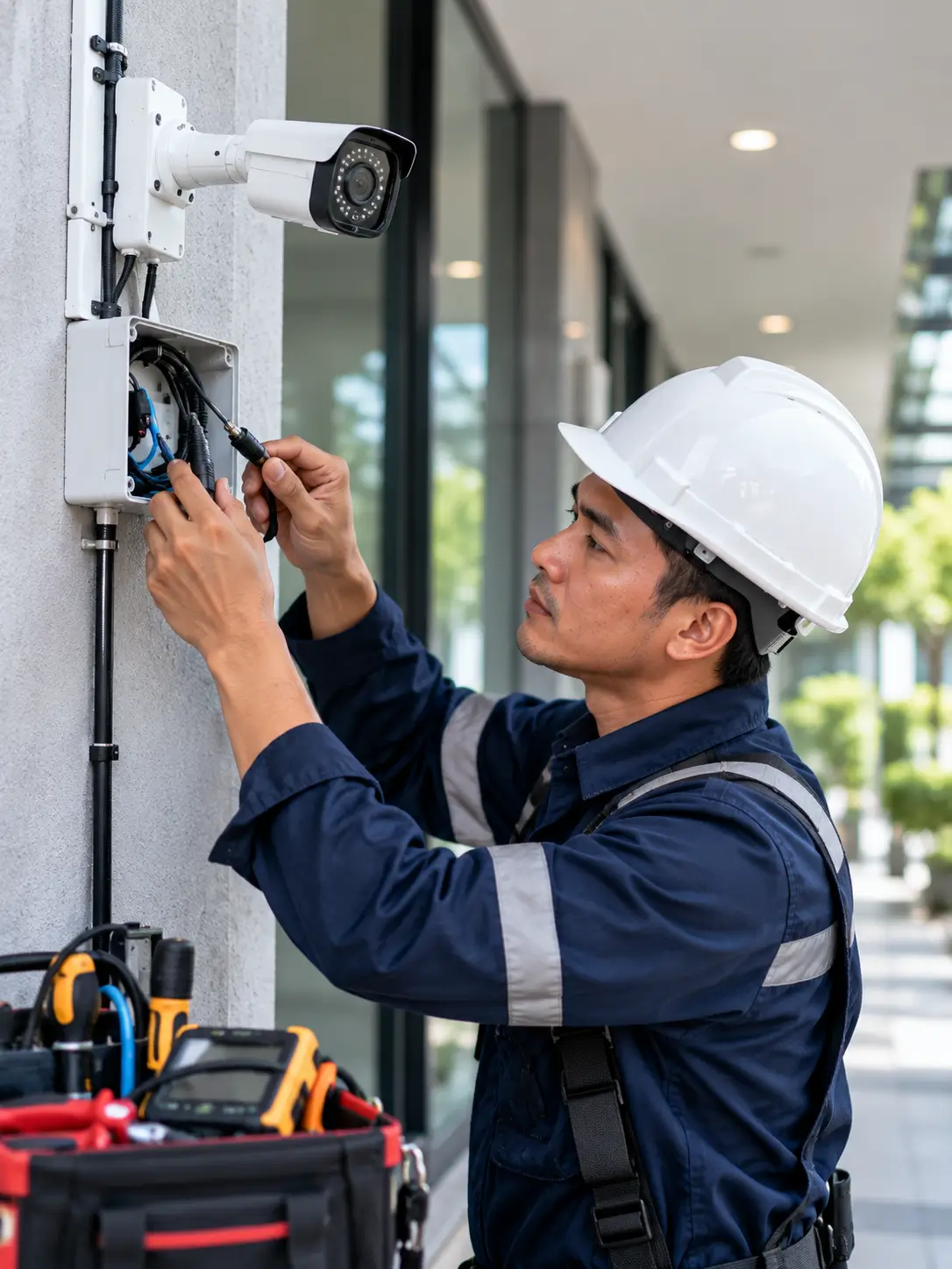 Teknisi CCTV profesional melakukan troubleshooting sistem CCTV